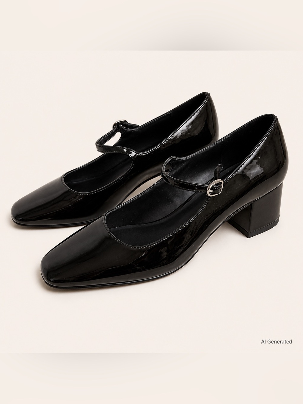 Steve Madden Black Patent Mary Jane Block Heels - Picture 7 of 7